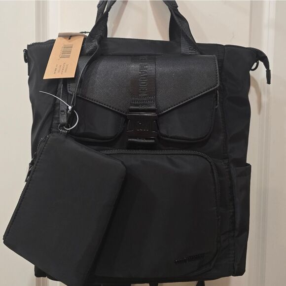 Steve Madden BAction Convertible Backpack/Tote Bag- Black - Picture 3 of 10